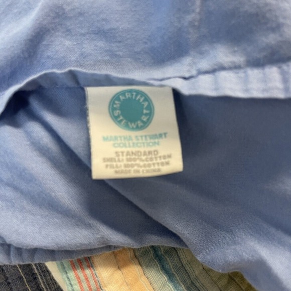 Martha Stewart 2 PC Pillow Sham + 1 Euro Hello Sunshine Blue Yarn-Dye, Standard - Picture 10 of 11